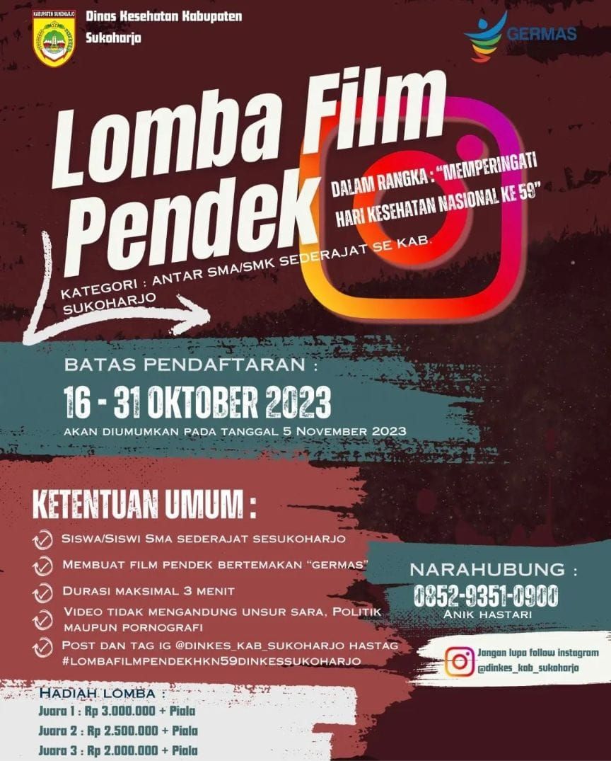 Lomba Film Kesehatan GERMAS HKN Ke-59 Tahun 2023