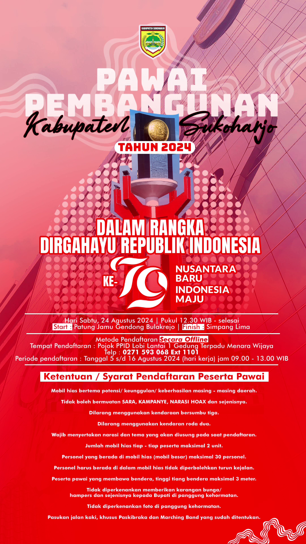 Pengumuman Pawai Pembangunan Kabupaten Sukoharjo 2024