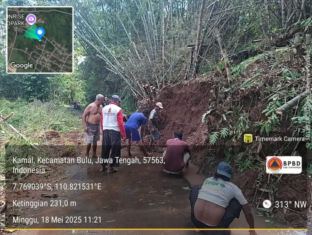 BPBD Sukoharjo Laporkan 6 Titik Tanah Longsor Pasca Hujan Deras 18 April 2025