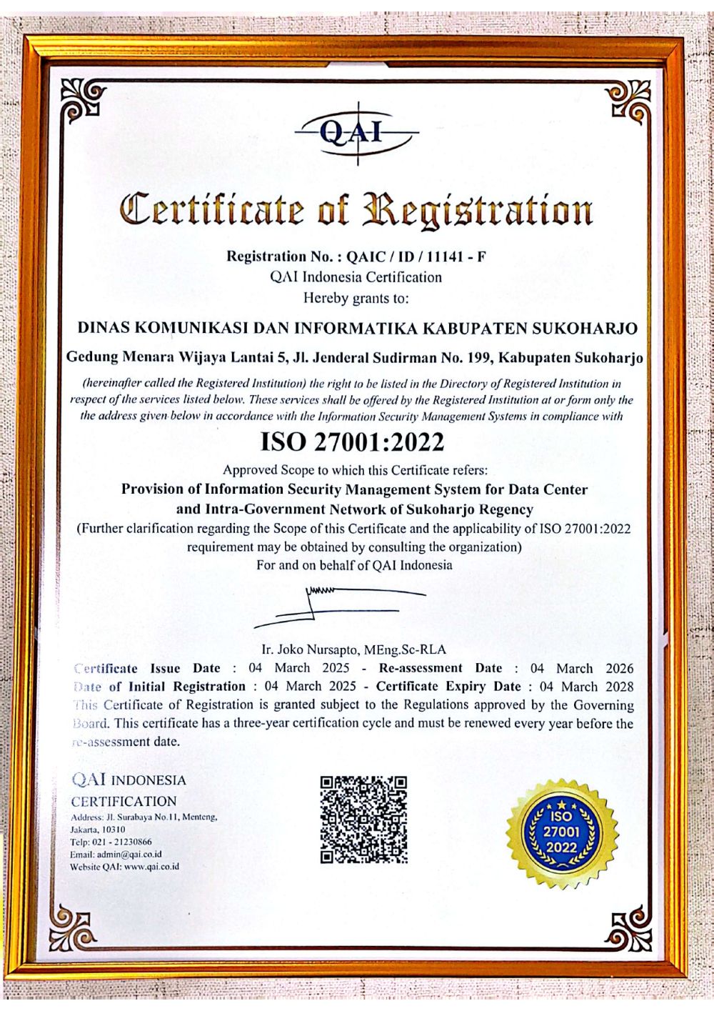 SERTIFIKAT ISO 27001