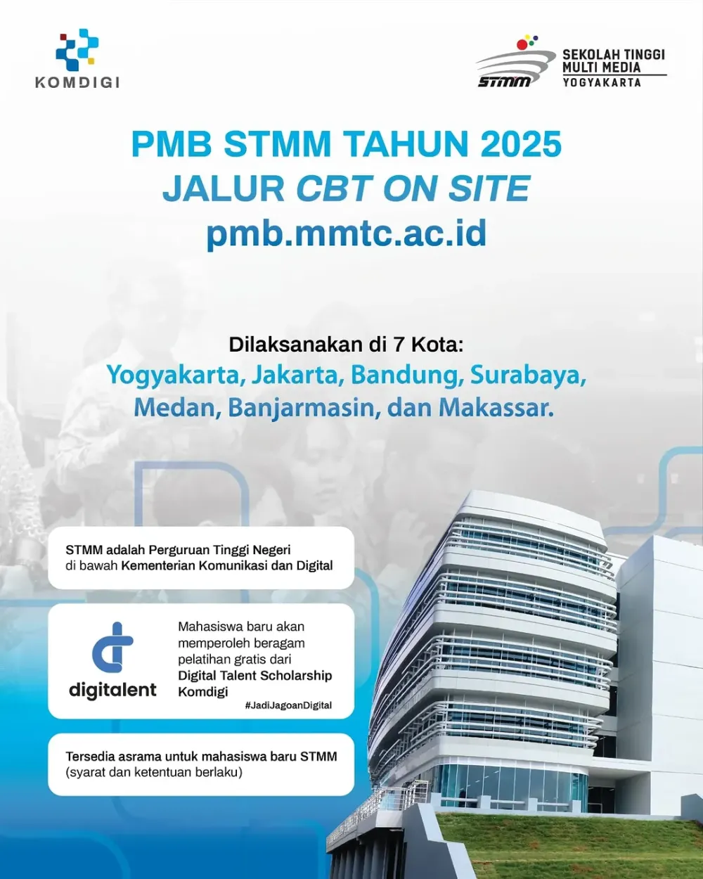 Pendaftaran Gelombang Kedua PMB STMM Komdigi Dibuka, Lokasi Tes Tersedia di 7 Kota
