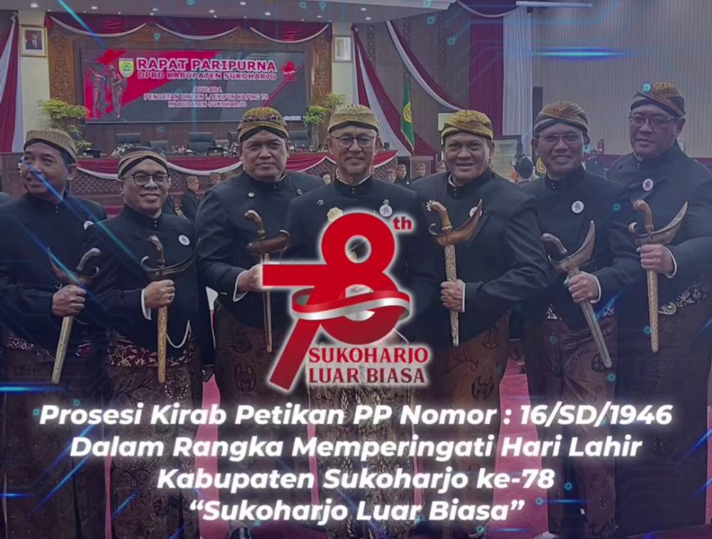 Prosesi Kirab Petikan PP Nomor 16/SD/1946, Tanda Hari Jadi Sukoharjo