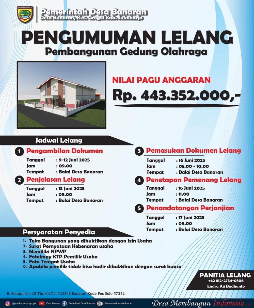 Desa Banaran Gelar Lelang Pembangunan Gedung Olahraga