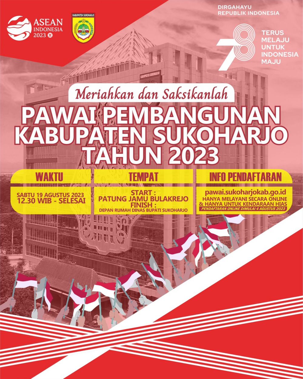 Pengumuman Pawai Pembangunan dalam rangka HUT Kemerdekaan ke 78 Kabupaten Sukoharjo